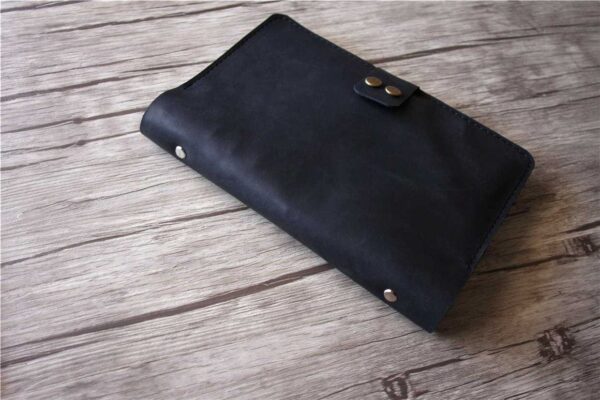 Refillable Black Leather 6 Ring Binders Folder