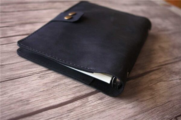 Refillable Black Leather 6 Ring Binders Folder - Image 6