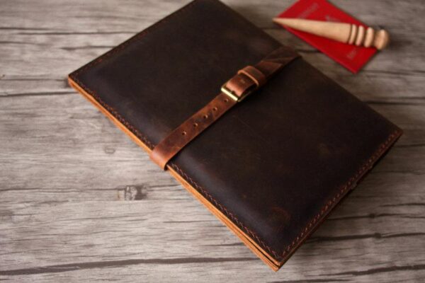 Personalized iPad Leather Portfolio Dark Brown - Image 6