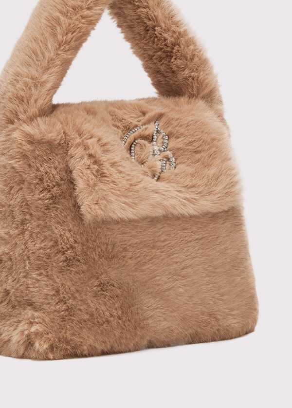 BAG IN ECO-FUR WITH RHINESTONE LOGO - Image 3