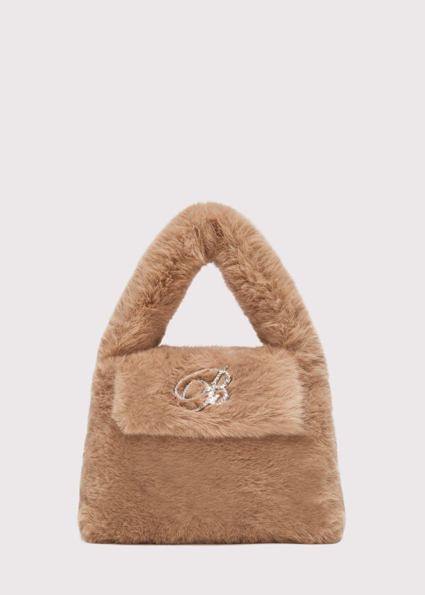 BAG IN ECO-FUR WITH RHINESTONE LOGO