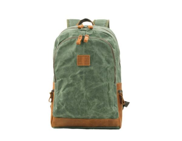 Canvas Leather Rucksack Bag Grey, Green