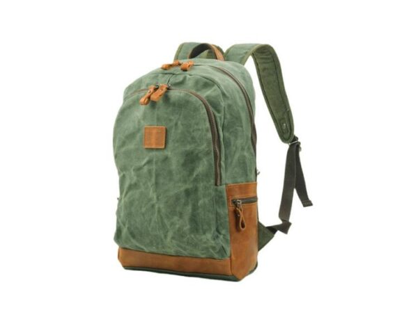 Canvas Leather Rucksack Bag Grey, Green - Image 2