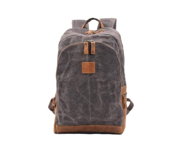 Canvas Leather Rucksack Bag Grey, Green - Image 3