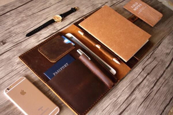 Rustic Engraved Designer Leather Portfolio Holder - Image 3