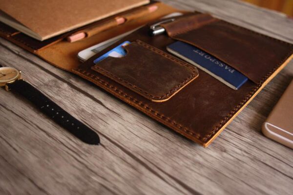 Rustic Engraved Designer Leather Portfolio Holder - Image 4