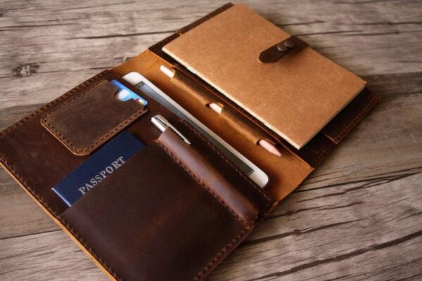 Personalized Brown Leather Notebook Portfolio