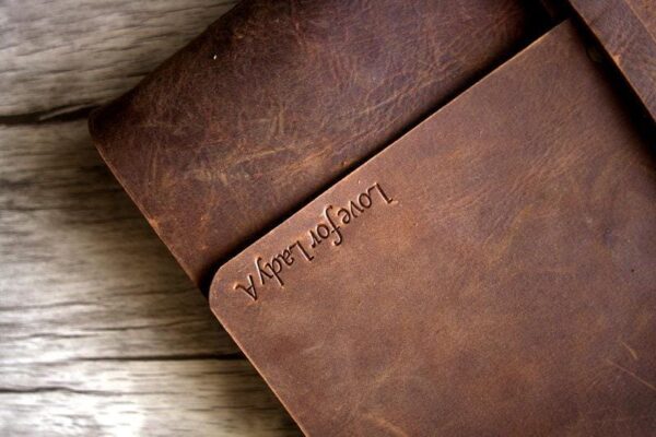 Personalized Dsitressed Leather Photo Albums 8X10 Memory Book - Image 3