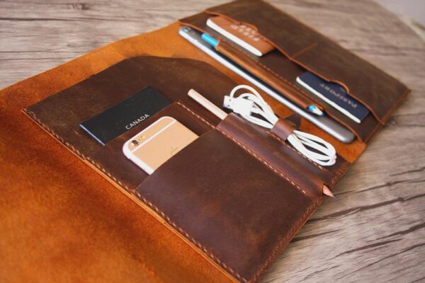 Personalized Leather Macbook Laptop Sleeve Cover - Image 4