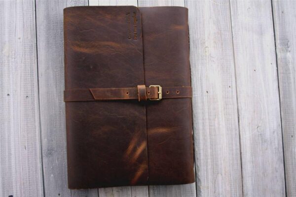 Personalized Leather Sketchbook Buckle Closure - Image 3