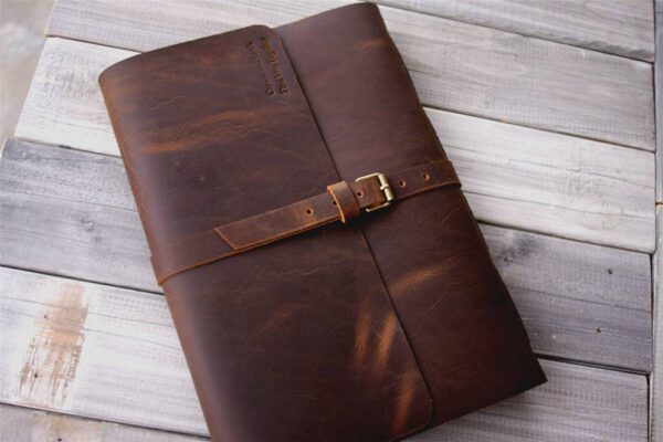 Personalized Leather Sketchbook Buckle Closure - Image 4