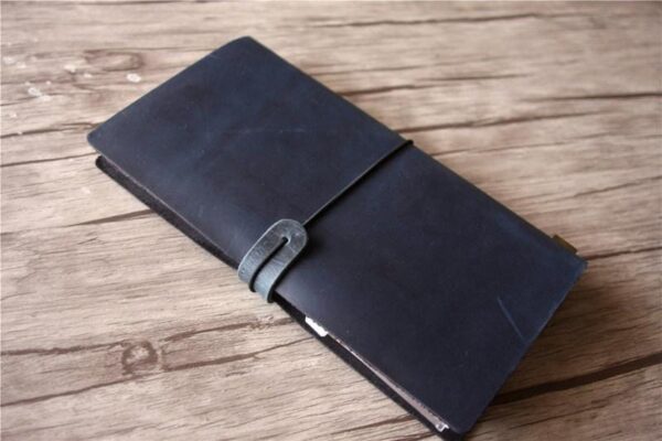 Personalized Leather Traveler's Notebook Blue - Image 4