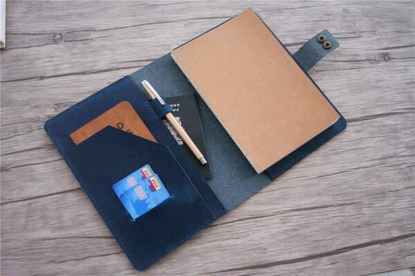 Personalized Blue Leather Sketchbook Cover