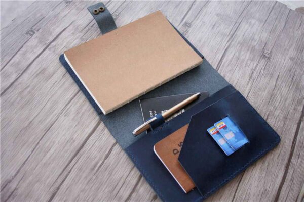 Personalized Blue Leather Sketchbook Cover - Image 2