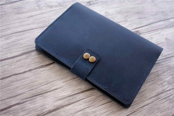 Personalized Blue Leather Sketchbook Cover - Image 3