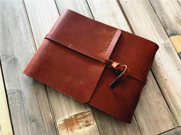 Handmade Personalized Brown Leather Photo Album - Image 4