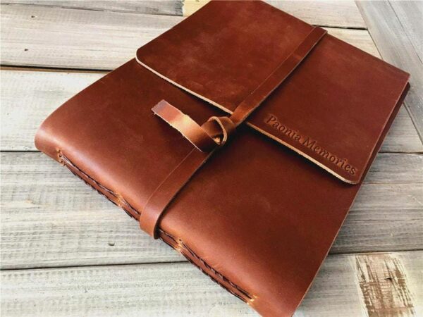 Handmade Personalized Brown Leather Photo Album - Image 5