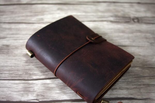 Personalized Rustic Leather Pocket Traveler's Notebook - Image 3