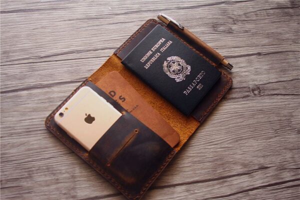 Personalized Passport Holder Leather Wallet