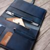 Zippered Leather Portfolio Distressed Blue - Image 3