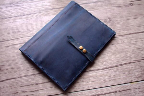 Zippered Leather Portfolio Distressed Blue - Image 6