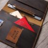 Personalized Zippered Leather Padfolio Distressed Brown - Image 3