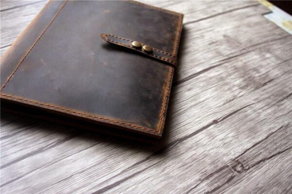 Personalized Zippered Leather Padfolio Distressed Brown - Image 6