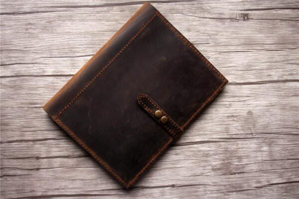 Personalized Zippered Leather Padfolio Distressed Brown - Image 7