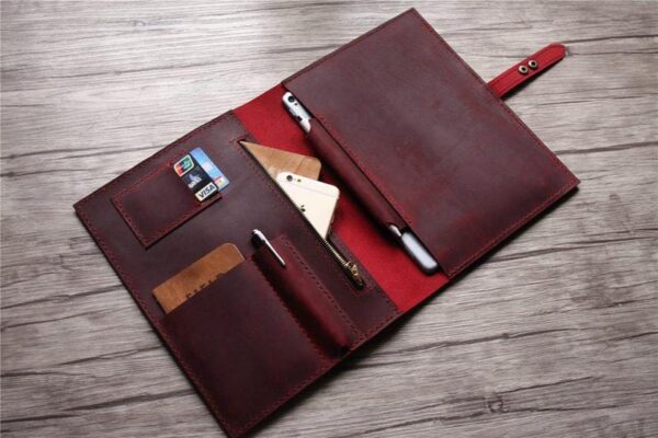 Personalized Red Womens Leather Portfolio a4