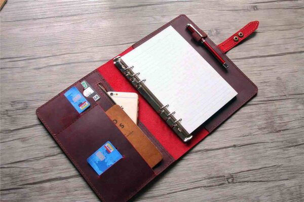 Red Personalized Leather Journal Notebook Refillable