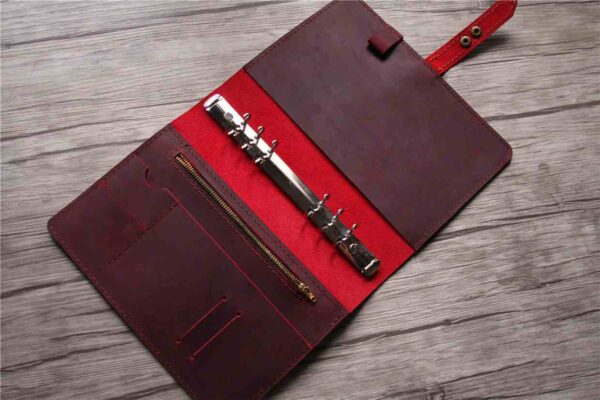 Red Personalized Leather Journal Notebook Refillable - Image 4