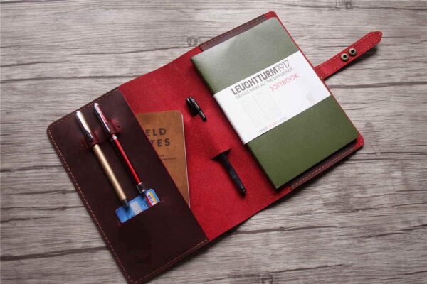 Personalized Red Womens Leather Notebook