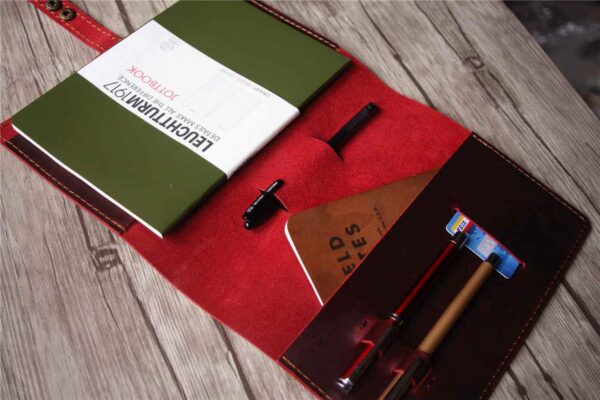 Personalized Red Womens Leather Notebook - Image 2