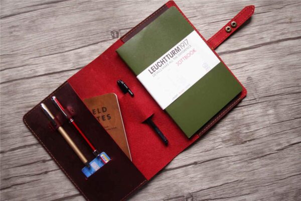 Personalized Red Womens Leather Notebook - Image 3