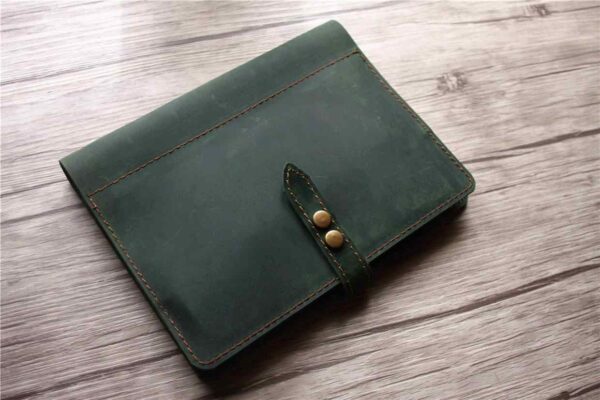 Custom Dark Green Leather Refillable Binder Journal - Image 4