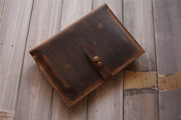 Personalized Brown Leather Notebook Cover Holder - Image 4