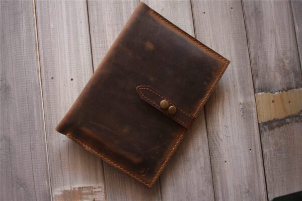 Personalized Brown Leather Notebook Cover Holder - Image 5