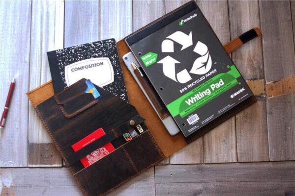 Personalized Leather Custom iPad Case with Pencil Holder - Image 4