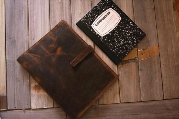 Personalized Leather Custom iPad Case with Pencil Holder - Image 6