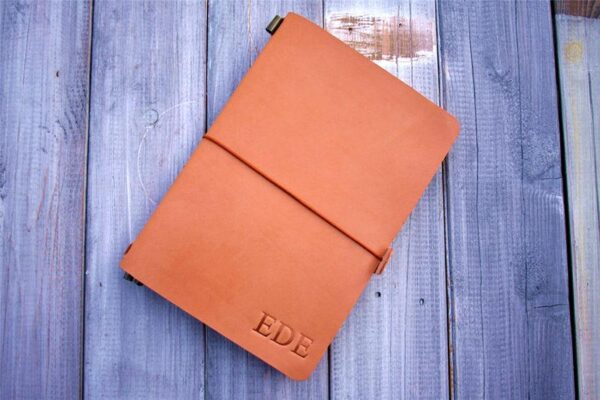 Personalized Brown Leather A5 Traveler's Notebook Cover - Image 2