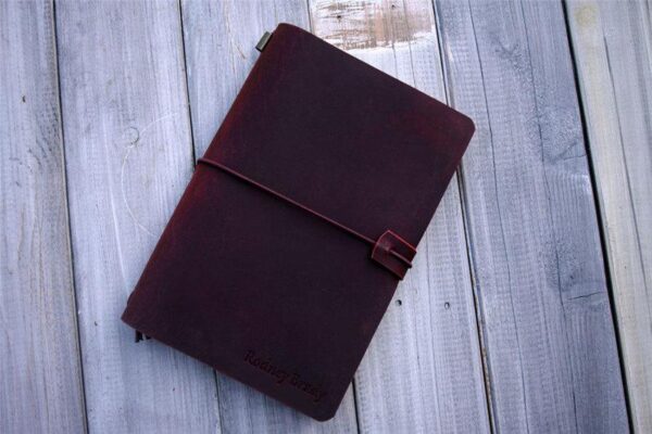 Burgundy Personalized Leather A5 Traveler's Notebook Cover