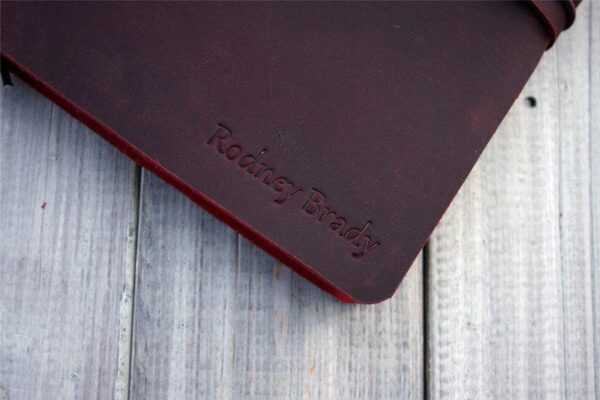 Burgundy Personalized Leather A5 Traveler's Notebook Cover - Image 3