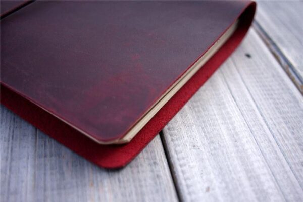 Burgundy Personalized Leather A5 Traveler's Notebook Cover - Image 5