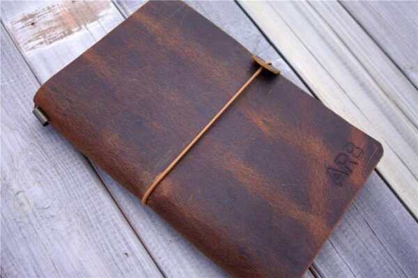 Personalized Rustic Leather Traveler's Notebook - Image 4