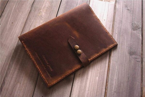 Personalized Leather Macbook 15 inch Cover Sleeve - Image 2