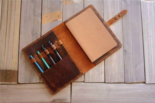 Personalized Brown Leather Sketchbook - Image 3