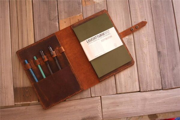 Rustic Brown Leather Refillable Journal Cover - Image 3