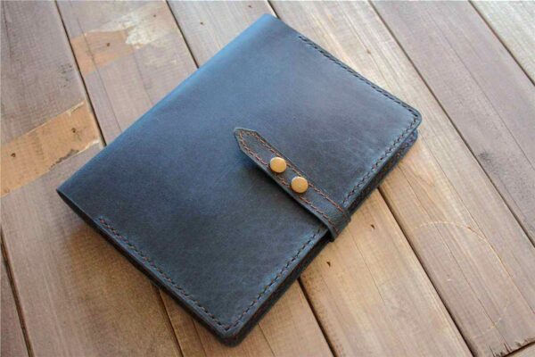 Personalized Blue Leather A4 Notebook Cover Holder Folder - Image 2