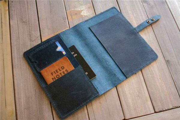 Personalized Blue Leather A4 Notebook Cover Holder Folder - Image 4