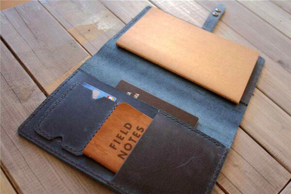 Personalized Blue Leather A4 Notebook Cover Holder Folder - Image 5